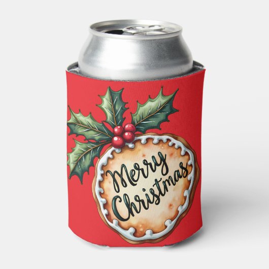 クリスマスクッキーとヒイラギの赤い実 缶クーラー (缶正面)
