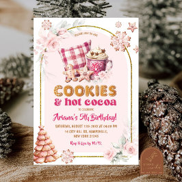 クリスマスクッキーとホットココア 女の子の誕生日 招待状