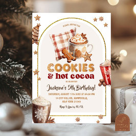 クリスマスクッキーとホットココア 男の子の誕生日 招待状