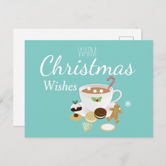 クリスマスクッキーとホットチョコレートの休日 ポストカード (正面/裏面)