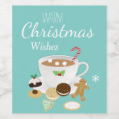 クリスマスクッキーとホットチョコレートの休日 ワインラベル (シングルラベル)