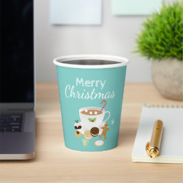 クリスマスクッキーとホットチョコレートの休日 紙コップ