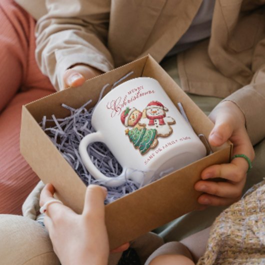 クリスマスクッキーと名前をカスタムするメリークリスマス コーヒーマグカップ