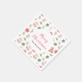 クリスマスクッキーと紅葉ピンク スタンダードカクテルナプキン (角)