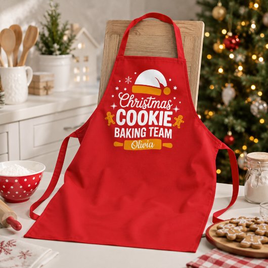 クリスマスクッキーのお菓子作りチームのカスタム名 エプロン