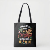クリスマスクッキーのためなら走る Funny Running Xmas トートバッグ (正面)