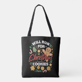 クリスマスクッキーのためなら走る Funny Running Xmas トートバッグ (裏面)