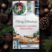 クリスマスクッキーのキッチンシーンパーソナライズされた キッチンタオル