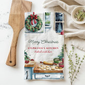 クリスマスクッキーのキッチンシーンパーソナライズされた キッチンタオル