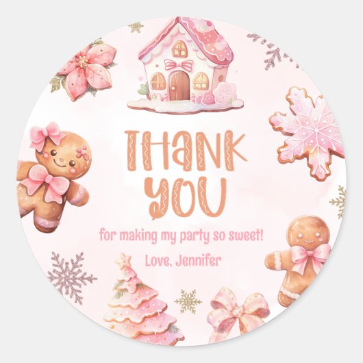 クリスマスクッキーのデコレーション感謝していパーティーユー ラウンドシール (正面)