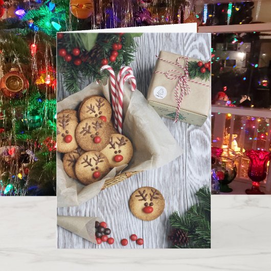 クリスマスクッキーのニュースレターの写真の挨拶 カード