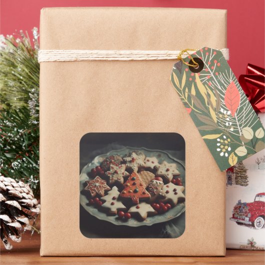 クリスマスクッキーのプレート Xmas Cookie スクエアシール (クリスマス)