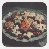 クリスマスクッキーのプレート Xmas Cookie スクエアシール (正面)