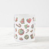 クリスマスクッキーのベーカー模様 フロストグラスマグカップ (中央)