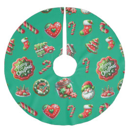 クリスマスクッキーのベーカー模様 ブラッシュドポリエステルツリースカート