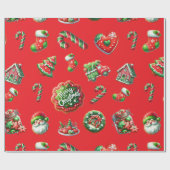 クリスマスクッキーのベーカー模様 ラッピングペーパー (フラット)