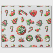 クリスマスクッキーのベーカー模様 ラッピングペーパー (フラット)