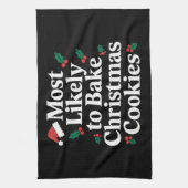 クリスマスクッキーの家族を焼く可能性が最も高い キッチンタオル (縦)