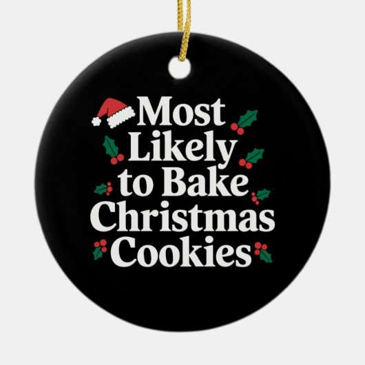 クリスマスクッキーの家族を焼く可能性が最も高い セラミックオーナメント (正面)