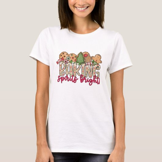 クリスマスクッキーの焼き菓子Tシャツ- スパイスで焼く Tシャツ (正面)