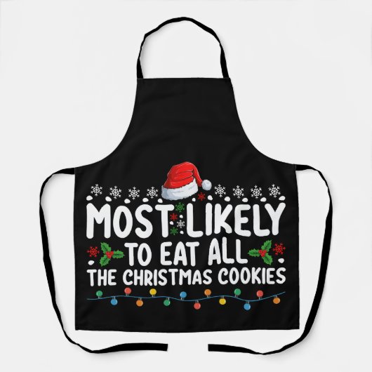 クリスマスクッキーを全部食べちゃうタイプの人 ホリデー エプロン (正面)
