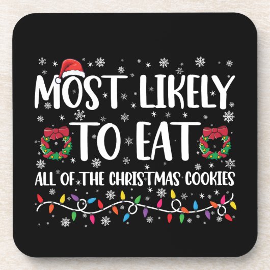 クリスマスクッキーを全部食べちゃうタイプ Xmas コースター (正面)