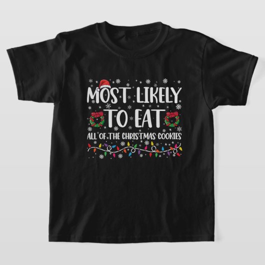 クリスマスクッキーを全部食べちゃうタイプ Xmas Tシャツ (レイダウン)