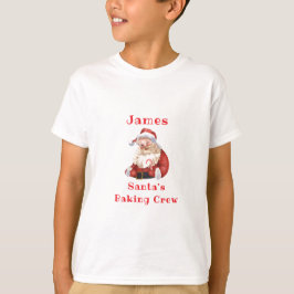 クリスマスクッキーを焼くサンタのチーム キッズ Tシャツ