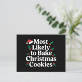 クリスマスクッキーを焼く可能性が最も高い家族 ポストカード (スタンド正面)