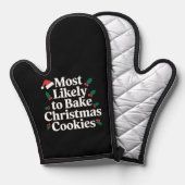 クリスマスクッキーを焼く可能性が最も高い家族 鍋つかみ (正面/裏面)