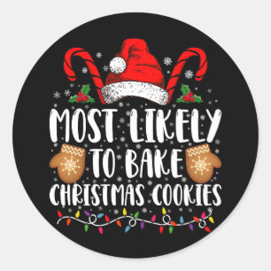 クリスマスクッキーを焼く可能性が最も高い Xmas ファミリー ラウンドシール