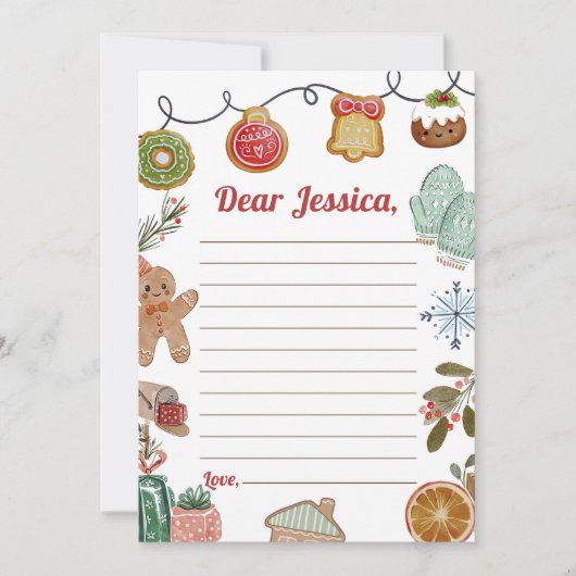 クリスマスクッキーカプセルノートメッセージカード サンキューカード (正面)