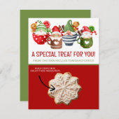 クリスマスクッキーカードパーソナライズされた、ギフトカード 招待状 (正面/裏面)