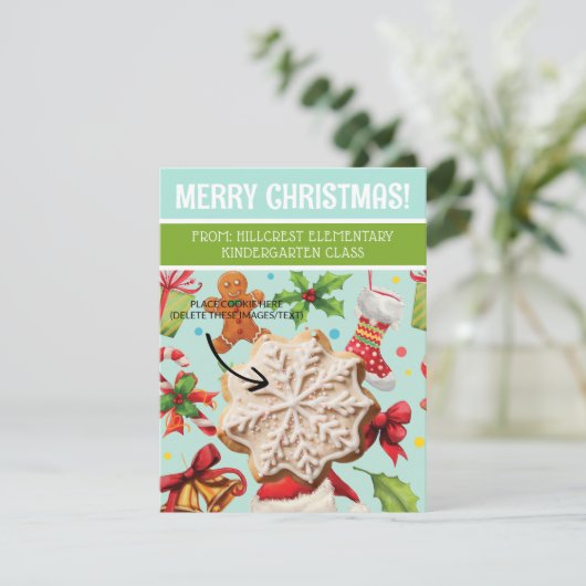 クリスマスクッキーカードパーソナライズされた、ギフトカード 招待状 (スタンド正面)