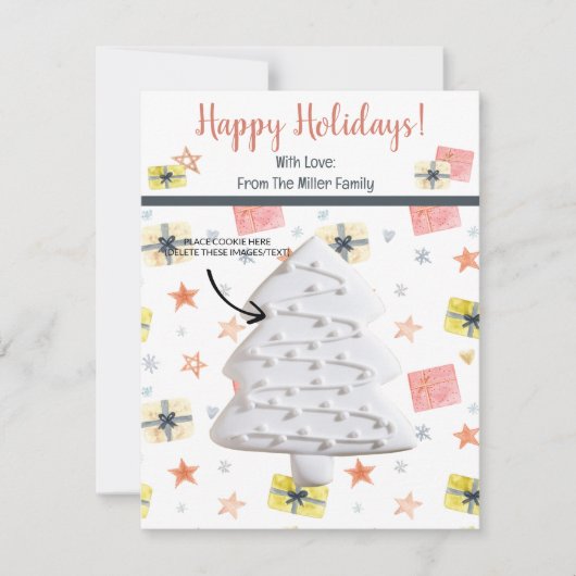 クリスマスクッキーカードパーソナライズされた、ギフトカード 招待状 (正面)