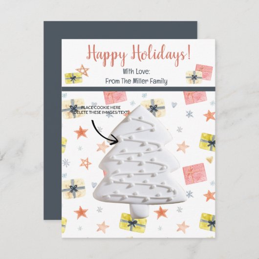 クリスマスクッキーカードパーソナライズされた、ギフトカード 招待状 (正面/裏面)
