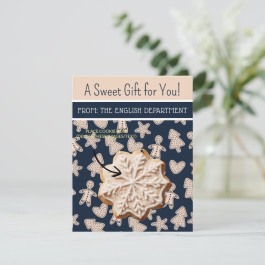 クリスマスクッキーカードパーソナライズされた、ギフトカード 招待状 (スタンド正面)