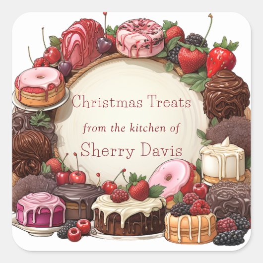 クリスマスクッキーキャンディブラウニードーナツ スクエアシール (正面)