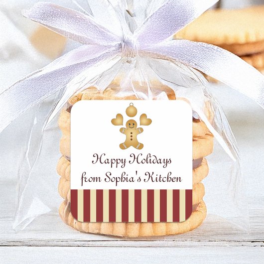 クリスマスクッキーキュートジンジャーブレッドマン自家製 スクエアシール