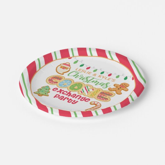 クリスマスクッキークリスマス交換パーティー ペーパープレート (アングル)