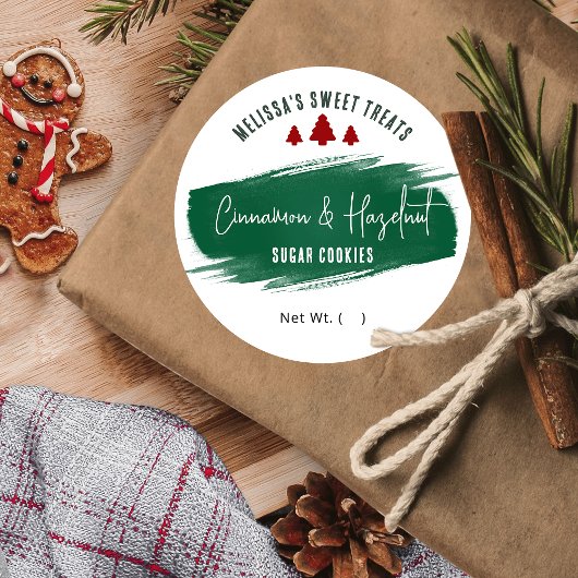 クリスマスクッキーグリーンウォーター色の休日ベーキング ラウンドシール