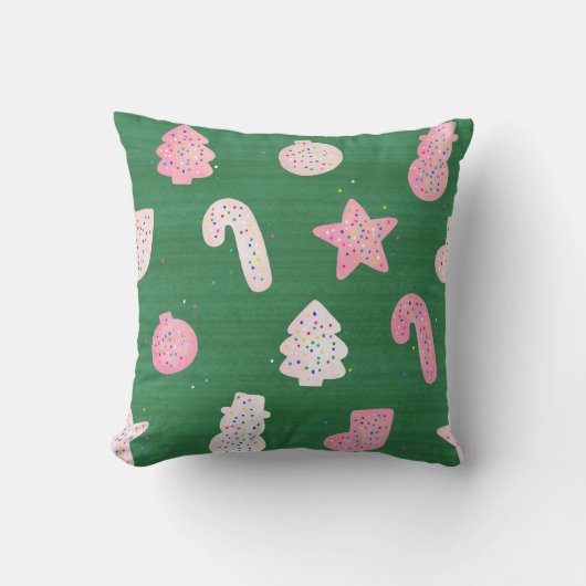 クリスマスクッキーグリーン装飾用クッション クッション (正面)