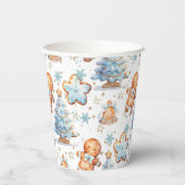 クリスマスクッキージンジャーブレッドマンブルーボーイ誕生日 紙コップ (裏面)