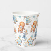 クリスマスクッキージンジャーブレッドマンブルーボーイ誕生日 紙コップ (右)