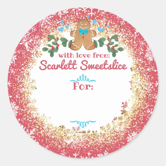 クリスマスクッキージンジャーブレッドマンベーキングベーカリー ラウンドシール (正面)