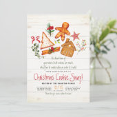 クリスマスクッキースワップジンジャーブレッド素朴&ウッド 招待状 (スタンド正面)