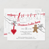 クリスマスクッキースワップパーティの招待状 ポストカード (正面/裏面)