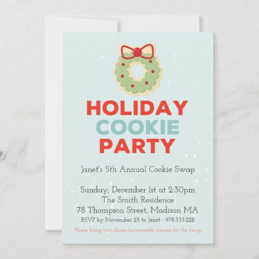 クリスマスクッキースワップパーティの招待状 招待状 (正面)