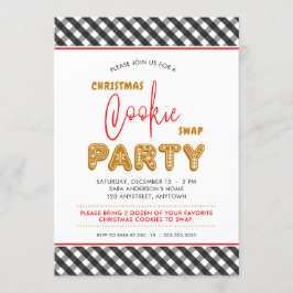クリスマスクッキースワップパーティークリスマスプレイド 招待状