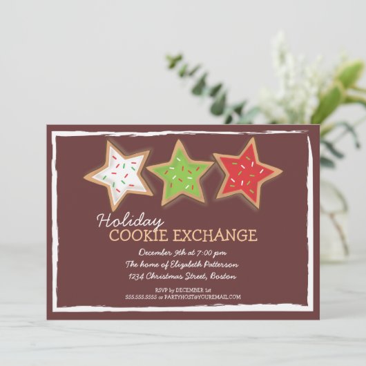 クリスマスクッキースワップホリデー招待状 招待状 (スタンド正面)